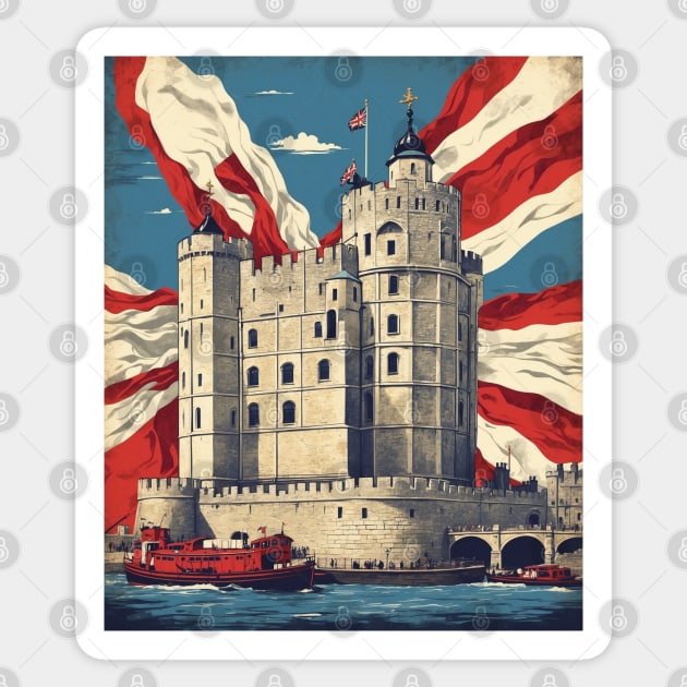 Tower of London United Kingdom Vintage Travel Tourism Poster Art Sticker by TravelersGems